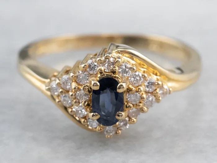 Rings Market Square Jewelers Sapphire and Diamond Bypass Ring