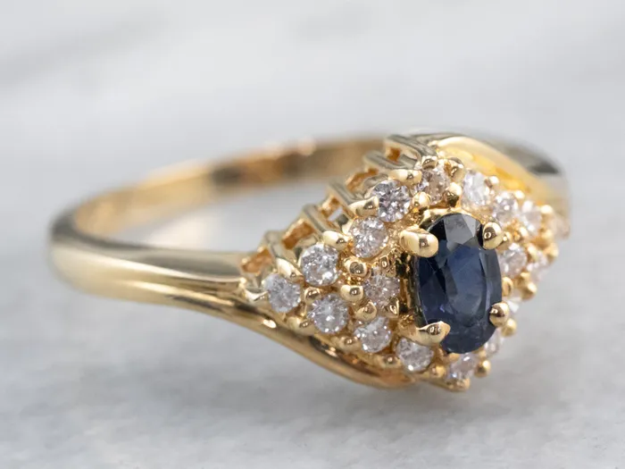 Rings Market Square Jewelers Sapphire and Diamond Bypass Ring