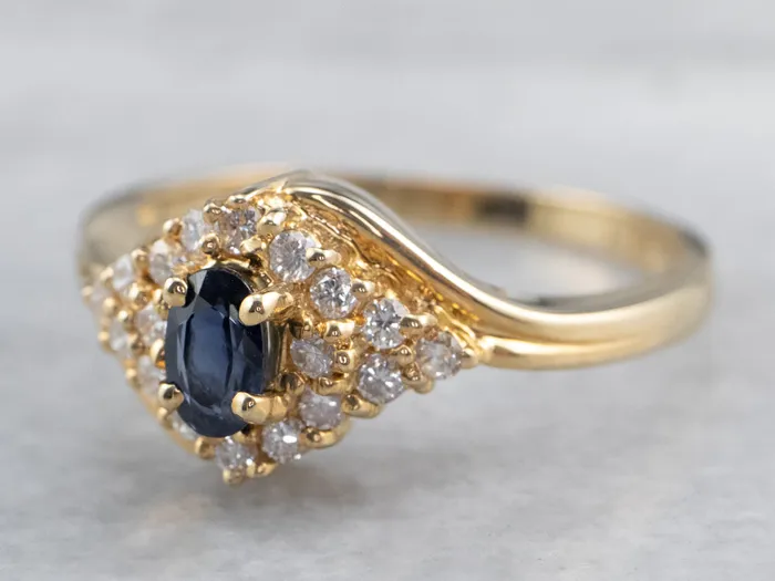 Rings Market Square Jewelers Sapphire and Diamond Bypass Ring