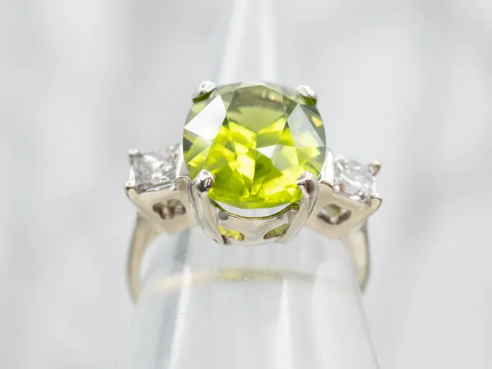 Rings Market Square Jewelers Sophisticated White Gold Peridot Cocktail Ring with Diamond Accents Rings Market Square Jewelers Sophisticated White Gold Peridot Cocktail Ring with Diamond Accents