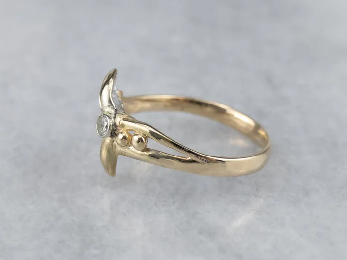 Rings Market Square Jewelers TriColor Gold Diamond Flower Ring Rings Market Square Jewelers TriColor Gold Diamond Flower Ring