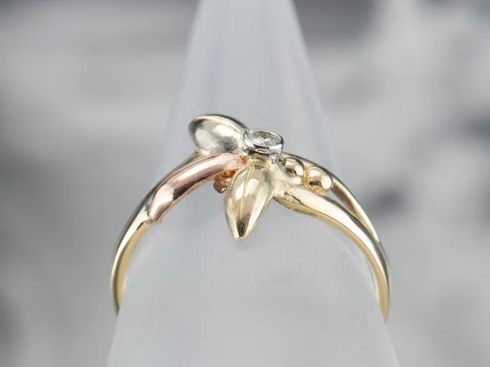 Rings Market Square Jewelers TriColor Gold Diamond Flower Ring Rings Market Square Jewelers TriColor Gold Diamond Flower Ring