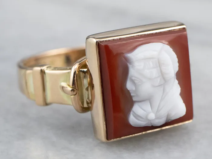 Rings Market Square Jewelers Vintage Hardstone Cameo Gold Ring
