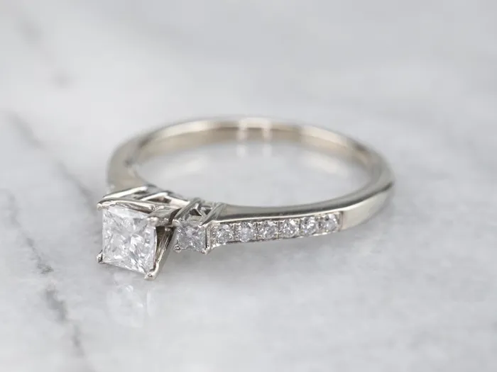 Rings MSJ Office Modern White Gold Princess Cut Diamond Engagement Ring Rings MSJ Office Modern White Gold Princess Cut Diamond Engagement Ring