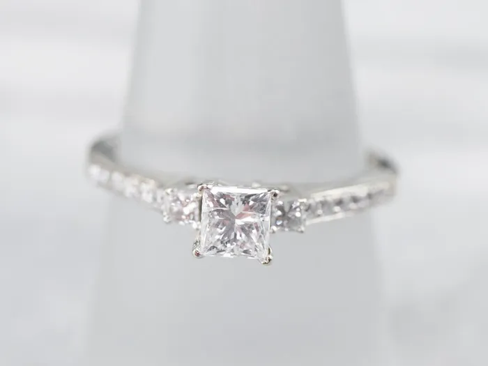 Rings MSJ Office Modern White Gold Princess Cut Diamond Engagement Ring Rings MSJ Office Modern White Gold Princess Cut Diamond Engagement Ring