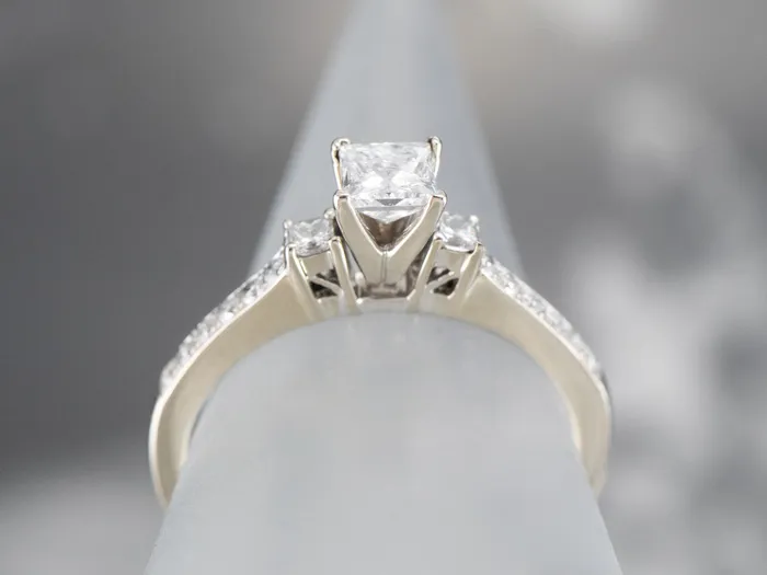 Rings MSJ Office Modern White Gold Princess Cut Diamond Engagement Ring Rings MSJ Office Modern White Gold Princess Cut Diamond Engagement Ring