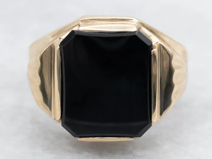 Rings Retro 1940s Black Onyx Solitaire Ring Market Square Jewelers