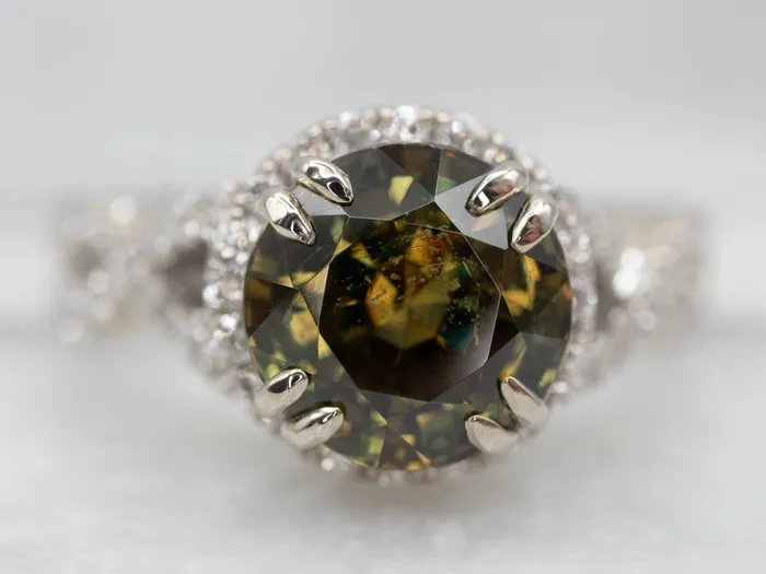 Rings Stunning White Gold Sphene and Diamond Halo Engagement Ring Market Square Jewelers Rings Stunning White Gold Sphene and Diamond Halo Engagement Ring Market Square Jewelers