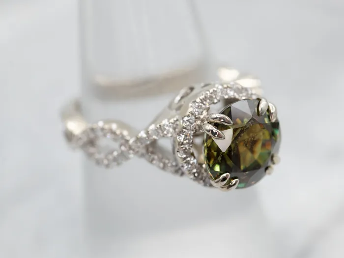 Rings Stunning White Gold Sphene and Diamond Halo Engagement Ring Market Square Jewelers Rings Stunning White Gold Sphene and Diamond Halo Engagement Ring Market Square Jewelers