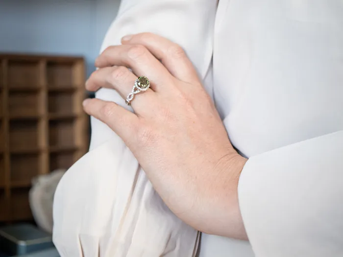 Rings Stunning White Gold Sphene and Diamond Halo Engagement Ring Market Square Jewelers Rings Stunning White Gold Sphene and Diamond Halo Engagement Ring Market Square Jewelers