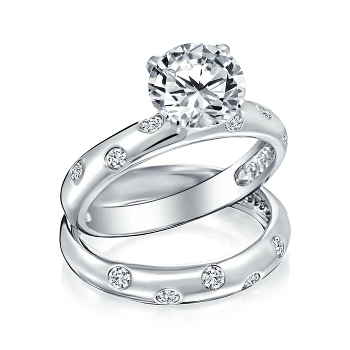 Rings Traditional Etoile Cocktail Statement Ring 2CTW CZ Engagement Wedding Band Set 14K Gold BlingJewelry Wholesale Rings Traditional Etoile Cocktail Statement Ring 2CTW CZ Engagement Wedding Band Set 14K Gold BlingJewelry Wholesale