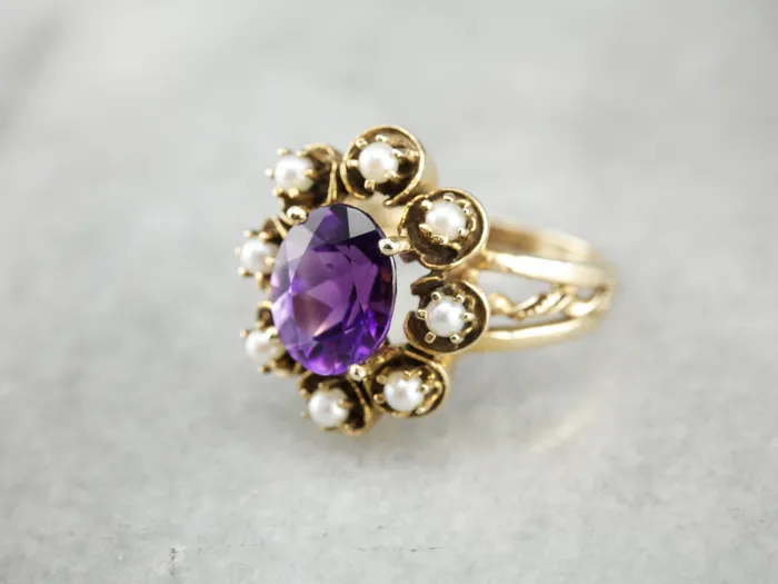 Rings Unique Amethyst and Pearl Halo Cocktail Ring Market Square Jewelers Rings Unique Amethyst and Pearl Halo Cocktail Ring Market Square Jewelers