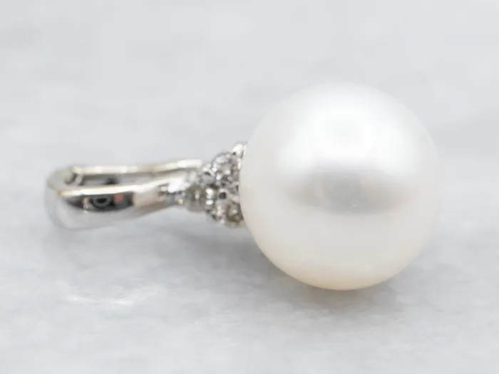 Saltwater Pearl and Diamond Pendant Market Square Jewelers Necklaces