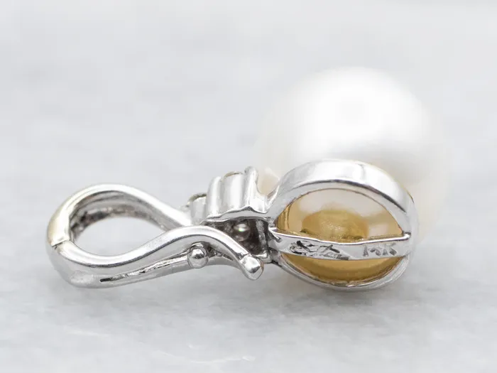 Saltwater Pearl and Diamond Pendant Market Square Jewelers Necklaces