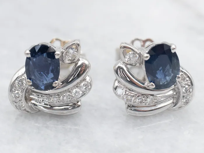 Sapphire and Diamond 18K Gold Stud Earrings Market Square Jewelers Earrings Sapphire and Diamond 18K Gold Stud Earrings Market Square Jewelers Earrings