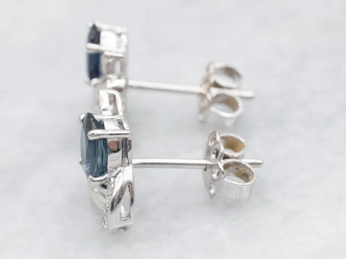 Sapphire and Diamond 18K Gold Stud Earrings Market Square Jewelers Earrings