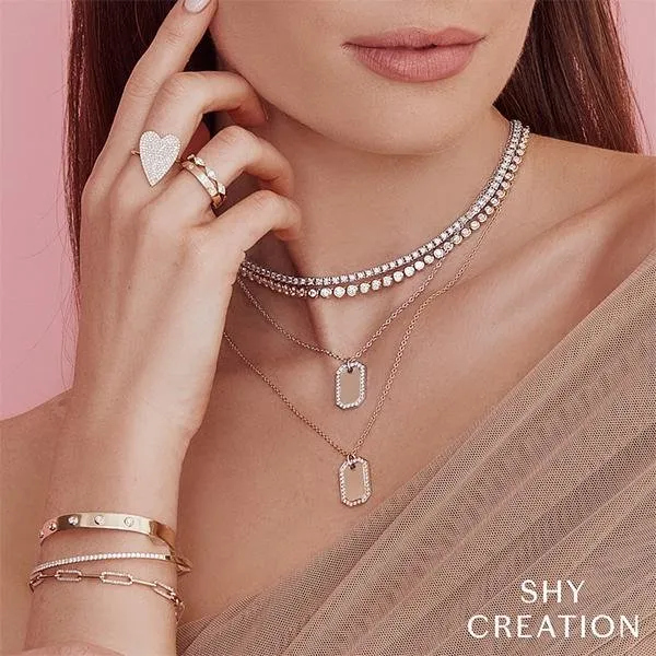 Shy Creation Necklaces Shy Creation Diamond Bezel Tennis Necklace 353 CT Shy Creation Necklaces Shy Creation Diamond Bezel Tennis Necklace 353 CT