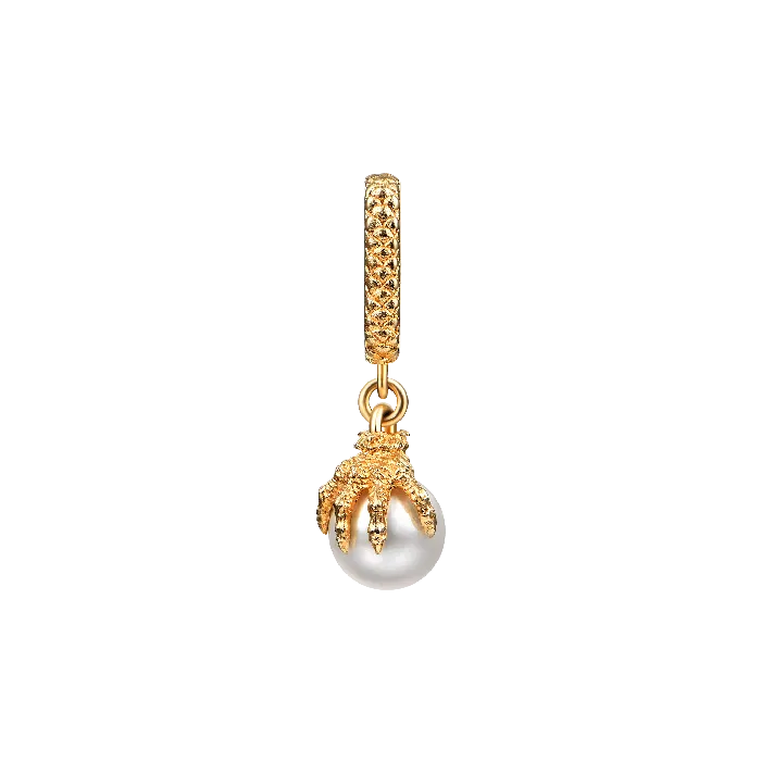 Single WONG Dragon Claw Pearl Dangly Earring old Earrings