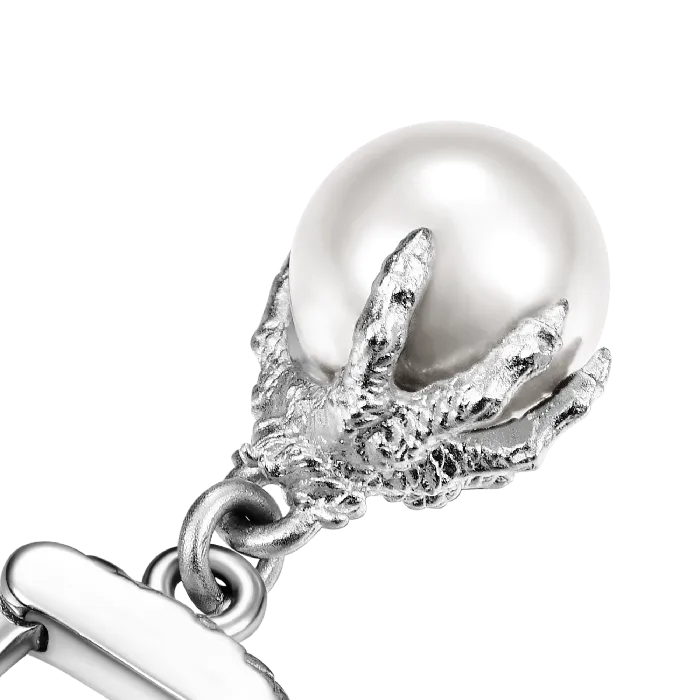 Single WONG Dragon Claw Pearl Dangly Earring old Earrings