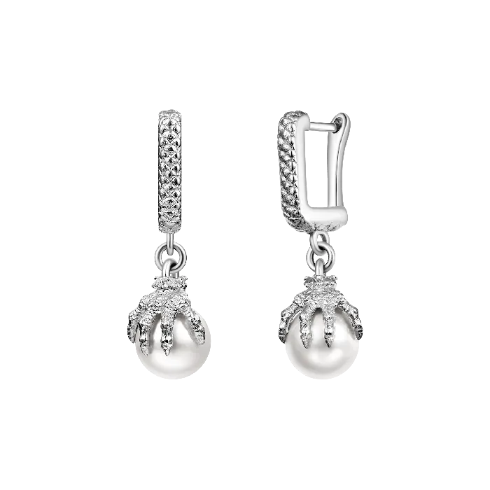 Single WONG Dragon Claw Pearl Dangly Earring old Earrings