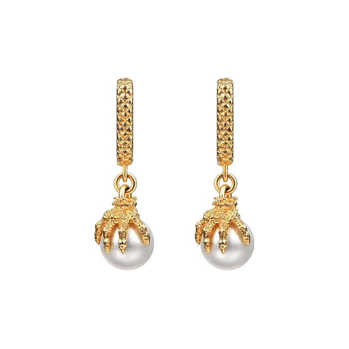 Single WONG Dragon Claw Pearl Dangly Earring old Earrings