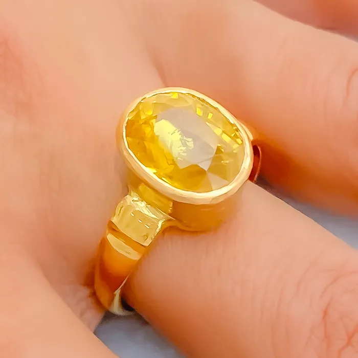 Sparkling Bright 22K Gold 75 CT Yellow Sapphire Ring Andaaz Jewelers Rings