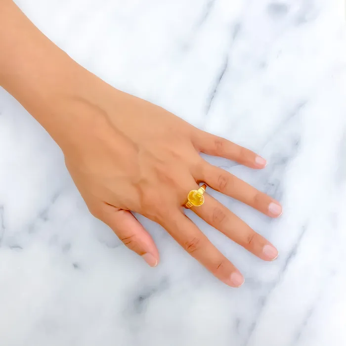 Sparkling Bright 22K Gold 75 CT Yellow Sapphire Ring Andaaz Jewelers Rings