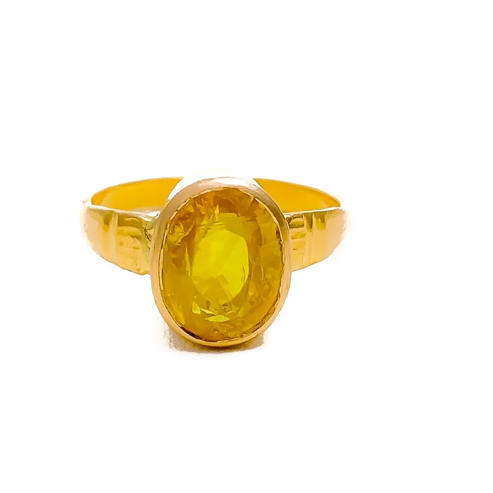 Sparkling Bright 22K Gold 75 CT Yellow Sapphire Ring Andaaz Jewelers Rings