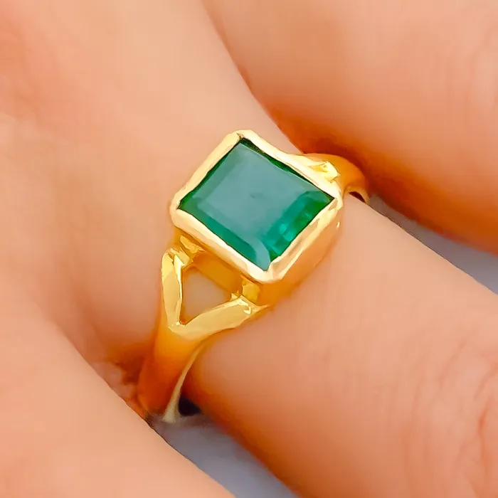 Tasteful 22K Gold 25CT Emerald Ring Andaaz Jewelers Rings