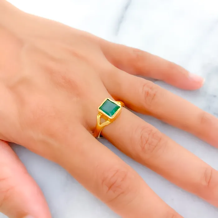 Tasteful 22K Gold 25CT Emerald Ring Andaaz Jewelers Rings