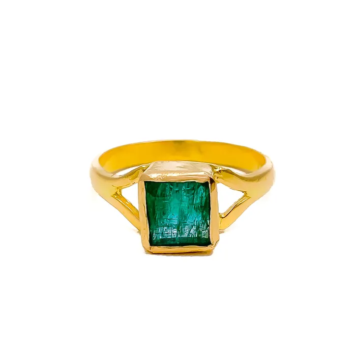 Tasteful 22K Gold 25CT Emerald Ring Andaaz Jewelers Rings