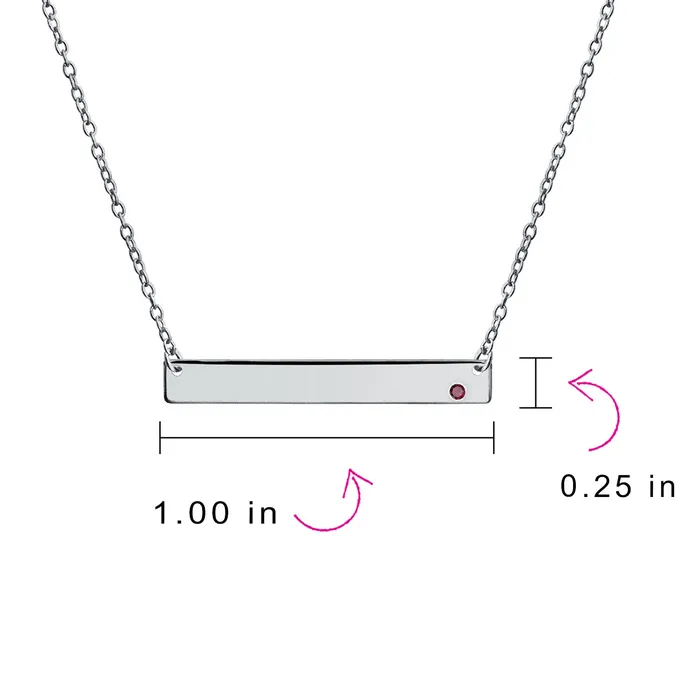 Thin Sideways Bar Name Plate Pendant Necklace with Birth Month Crystal Silver BlingJewelry Wholesale Necklaces Thin Sideways Bar Name Plate Pendant Necklace with Birth Month Crystal Silver BlingJewelry Wholesale Necklaces