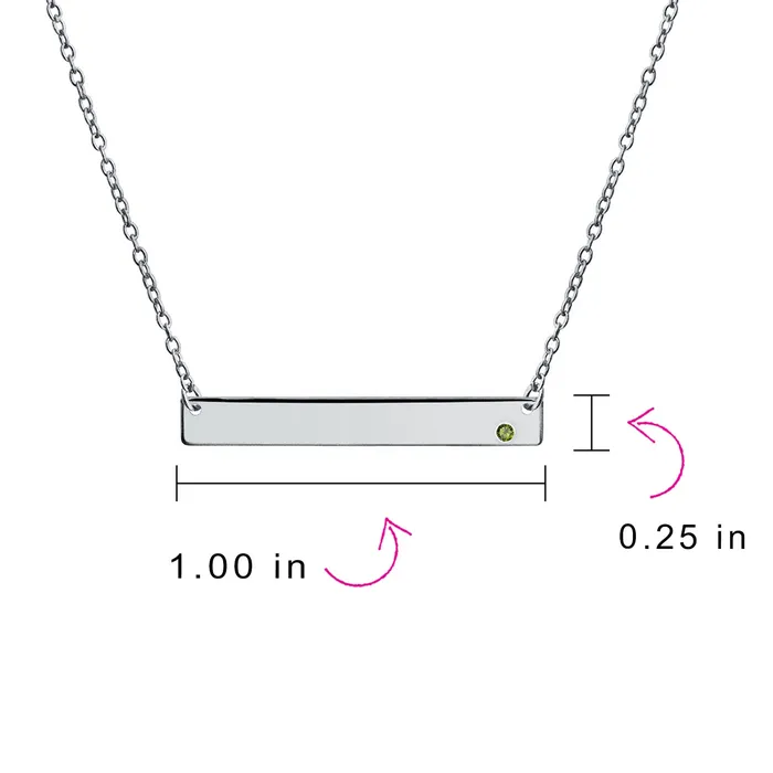 Thin Sideways Bar Name Plate Pendant Necklace with Birth Month Crystal Silver BlingJewelry Wholesale Necklaces Thin Sideways Bar Name Plate Pendant Necklace with Birth Month Crystal Silver BlingJewelry Wholesale Necklaces