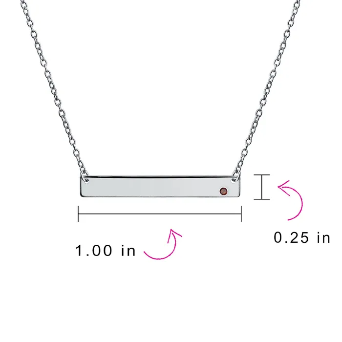 Thin Sideways Bar Name Plate Pendant Necklace with Birth Month Crystal Silver BlingJewelry Wholesale Necklaces Thin Sideways Bar Name Plate Pendant Necklace with Birth Month Crystal Silver BlingJewelry Wholesale Necklaces