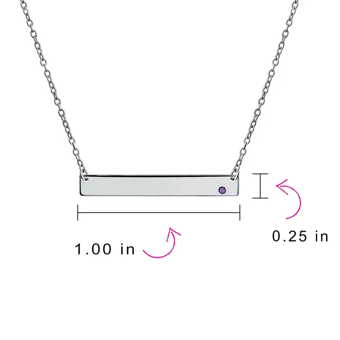 Thin Sideways Bar Name Plate Pendant Necklace with Birth Month Crystal Silver BlingJewelry Wholesale Necklaces Thin Sideways Bar Name Plate Pendant Necklace with Birth Month Crystal Silver BlingJewelry Wholesale Necklaces