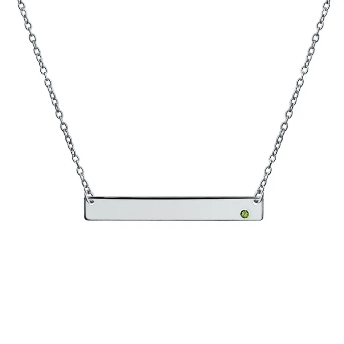Thin Sideways Bar Name Plate Pendant Necklace with Birth Month Crystal Silver BlingJewelry Wholesale Necklaces Thin Sideways Bar Name Plate Pendant Necklace with Birth Month Crystal Silver BlingJewelry Wholesale Necklaces