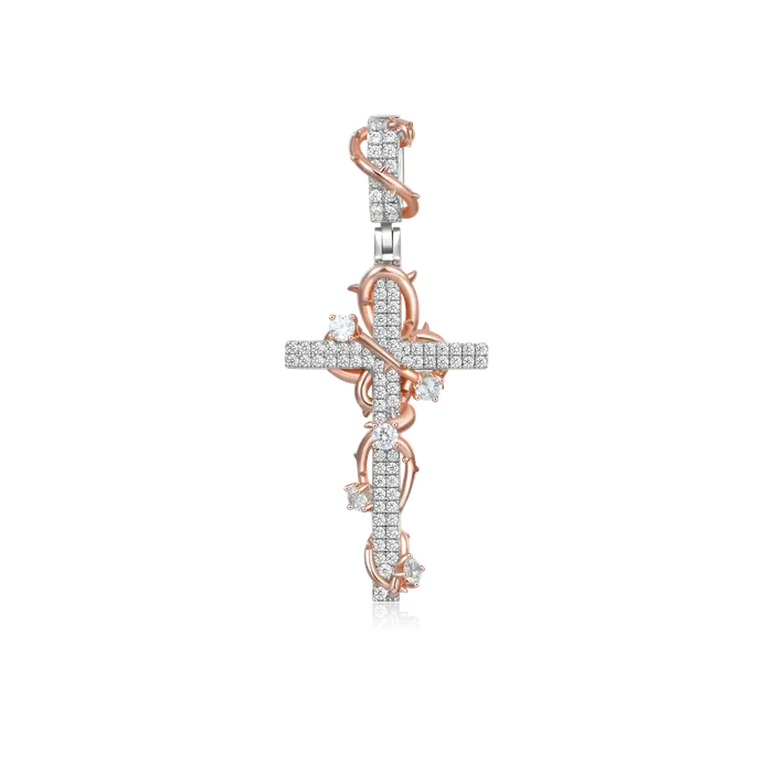 Thorned Rose Cross Pendant aporro Necklaces