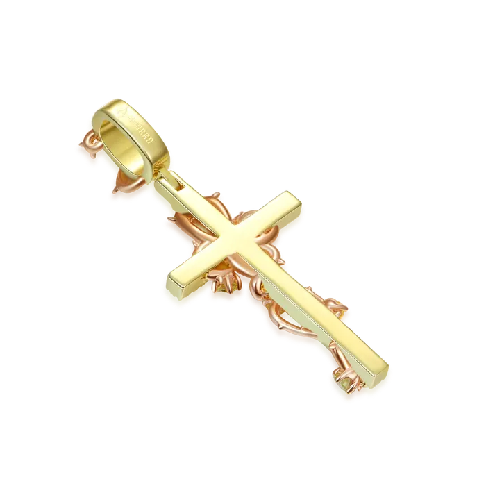 Thorned Rose Cross Pendant aporro Necklaces