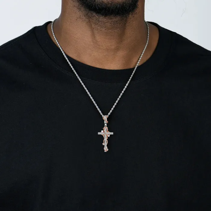 Thorned Rose Cross Pendant aporro Necklaces