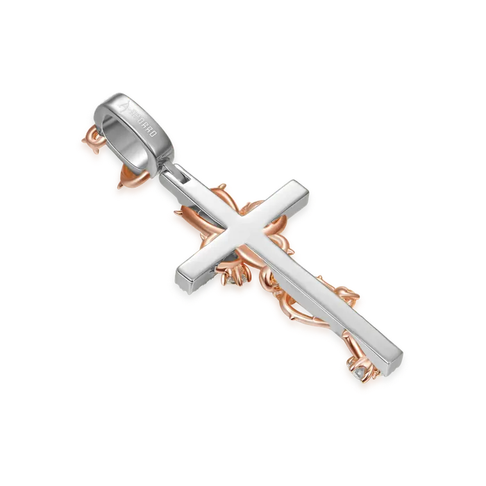 Thorned Rose Cross Pendant aporro Necklaces