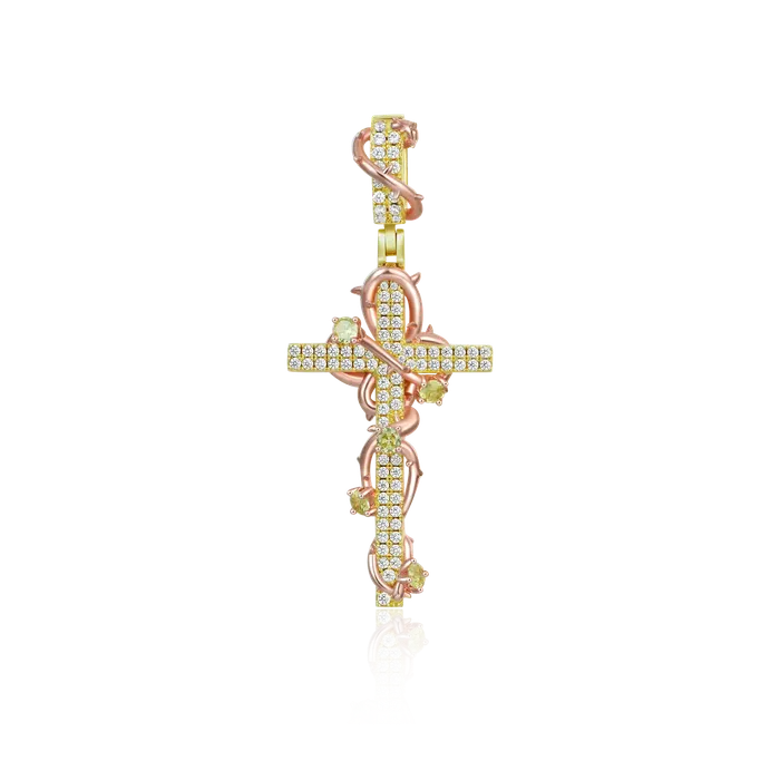 Thorned Rose Cross Pendant aporro Necklaces
