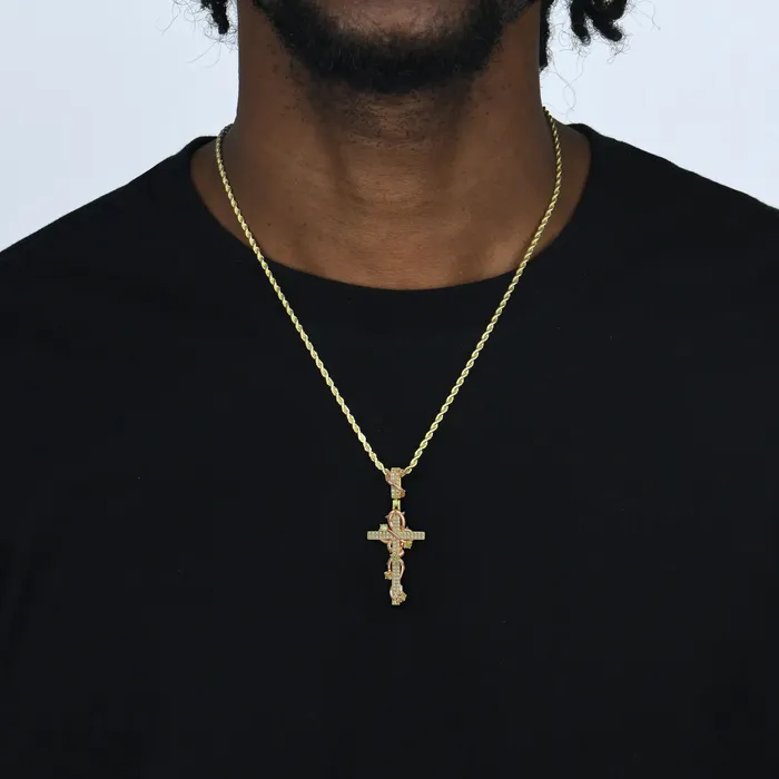 Thorned Rose Cross Pendant aporro Necklaces
