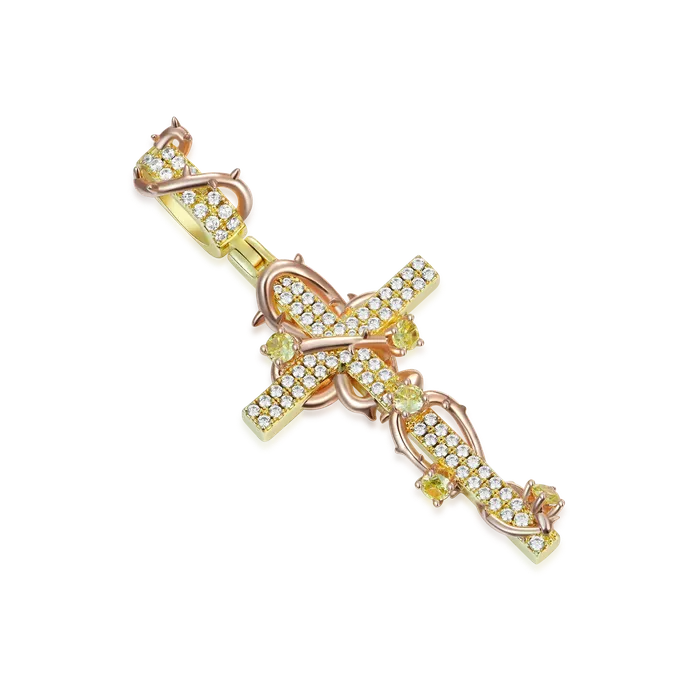 Thorned Rose Cross Pendant aporro Necklaces
