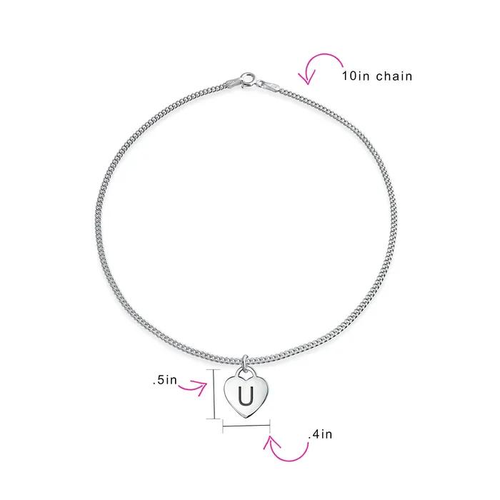 Tiny Minimalist ABC Heart Initial Anklet Ankle Bracelet Sterling Silver 910 Inch BlingJewelry Wholesale Bracelets Tiny Minimalist ABC Heart Initial Anklet Ankle Bracelet Sterling Silver 910 Inch BlingJewelry Wholesale Bracelets