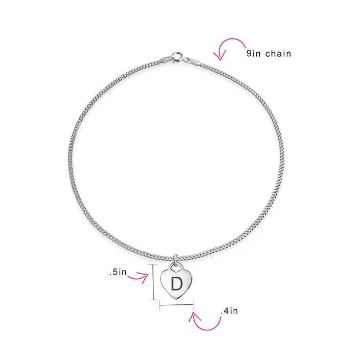 Tiny Minimalist ABC Heart Initial Anklet Ankle Bracelet Sterling Silver 910 Inch BlingJewelry Wholesale Bracelets Tiny Minimalist ABC Heart Initial Anklet Ankle Bracelet Sterling Silver 910 Inch BlingJewelry Wholesale Bracelets