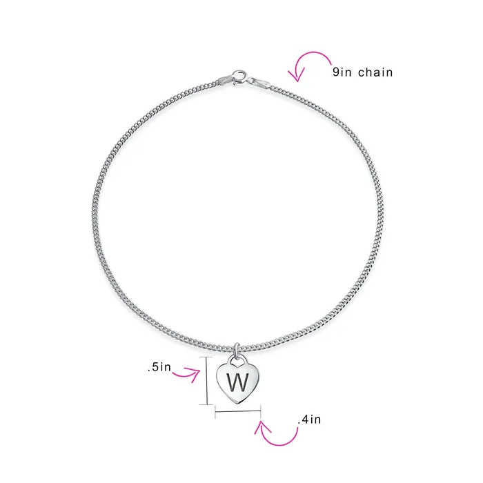 Tiny Minimalist ABC Heart Initial Anklet Ankle Bracelet Sterling Silver 910 Inch BlingJewelry Wholesale Bracelets Tiny Minimalist ABC Heart Initial Anklet Ankle Bracelet Sterling Silver 910 Inch BlingJewelry Wholesale Bracelets