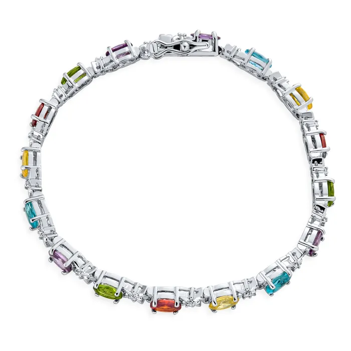 Traditional Vintage Style MultiColored CZ Tennis Bracelet Silver Plated 775 Inch BlingJewelry Wholesale Bracelets Traditional Vintage Style MultiColored CZ Tennis Bracelet Silver Plated 775 Inch BlingJewelry Wholesale Bracelets