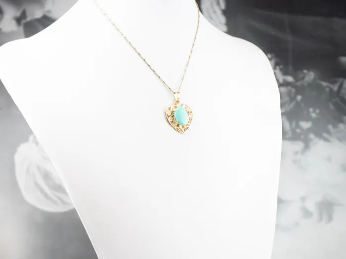 Turquoise Gold Filigree Heart Pendant Market Square Jewelers Necklaces Turquoise Gold Filigree Heart Pendant Market Square Jewelers Necklaces