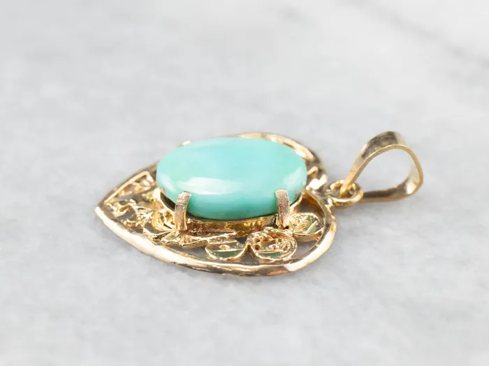 Turquoise Gold Filigree Heart Pendant Market Square Jewelers Necklaces Turquoise Gold Filigree Heart Pendant Market Square Jewelers Necklaces