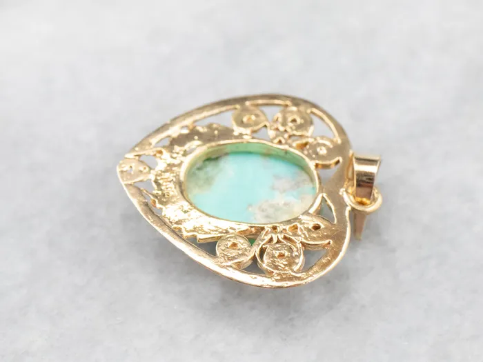Turquoise Gold Filigree Heart Pendant Market Square Jewelers Necklaces Turquoise Gold Filigree Heart Pendant Market Square Jewelers Necklaces